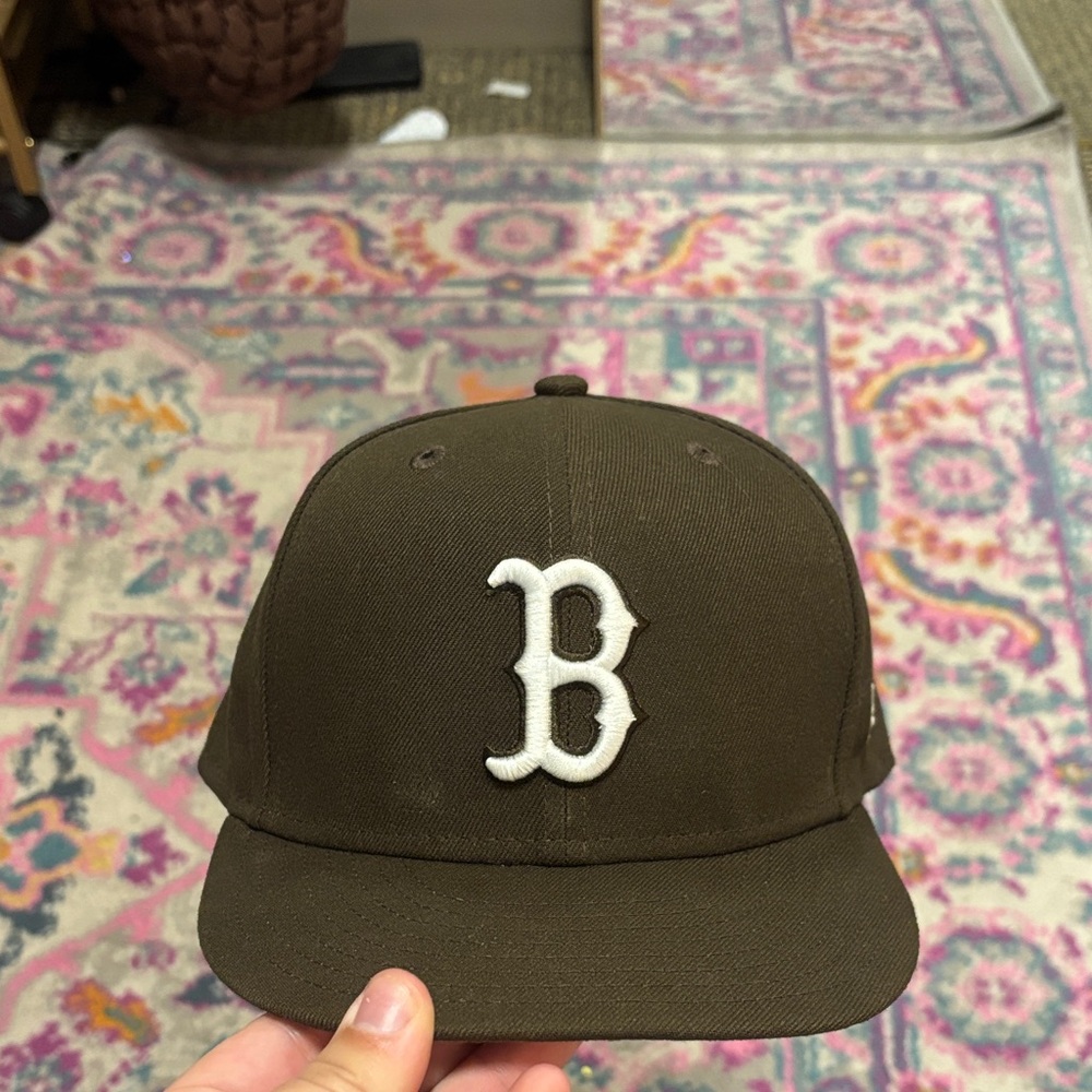 Brown Baseball Cap with White Logo